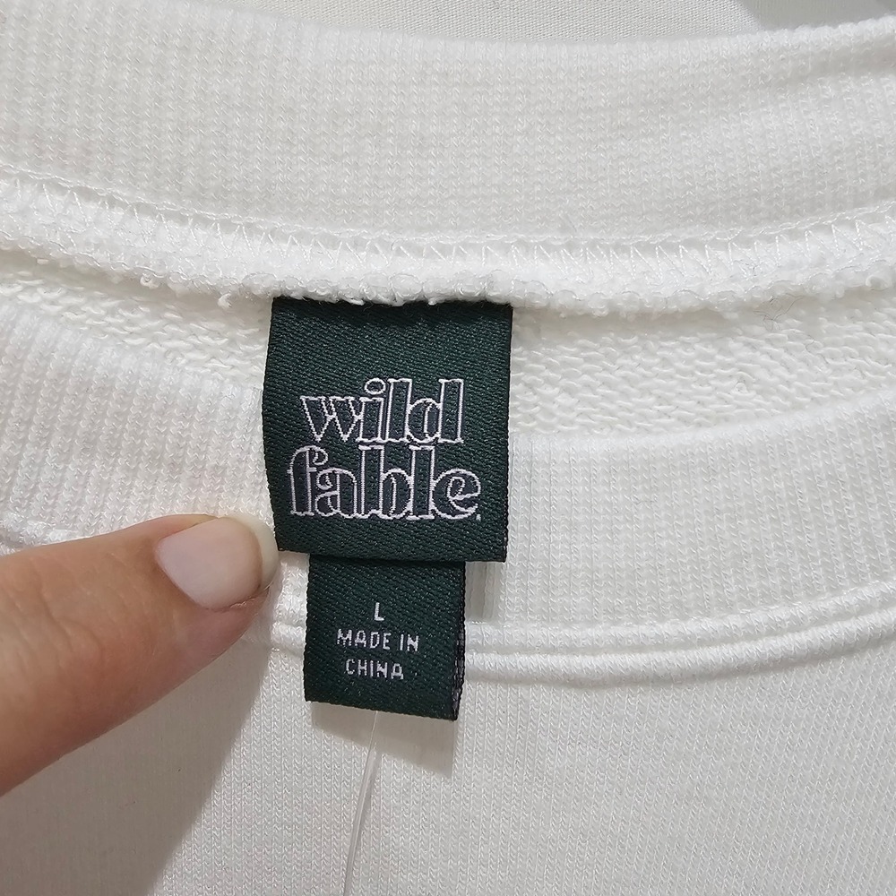 New Wild Fable Womans Large Amalfi Lemon Coast Graphic Crewneck Sweatshirt White - Picture 4 of 5
